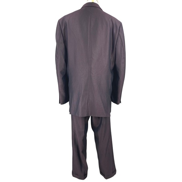 Vintage Mens Burgundy Suit (44L) FALCONE Notch Lapel Single Cuffed 80s Gangster - Picture 7 of 12